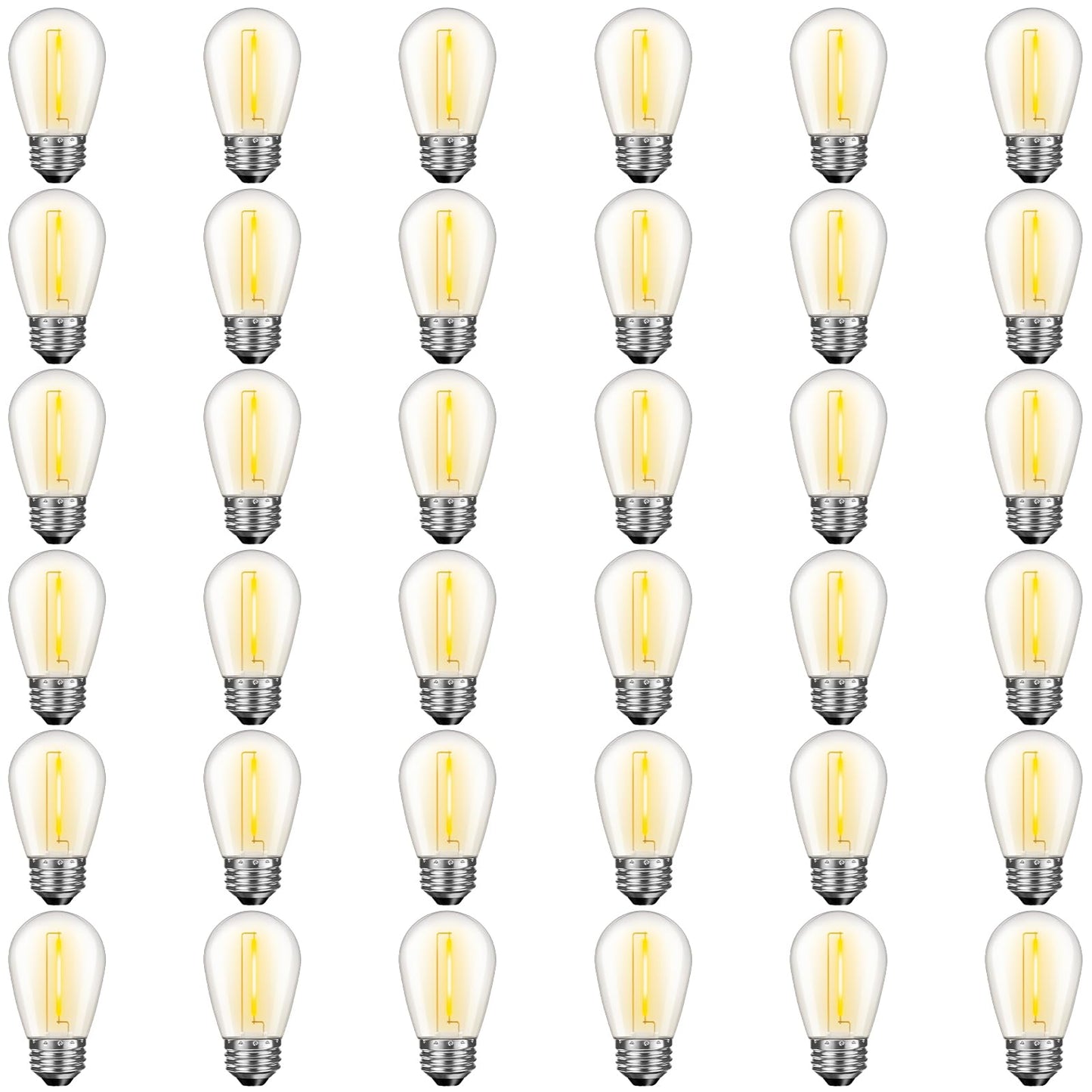 GvvooHome 36 Pack S14 LED Bulbs for Outdoor String Lights, Shatterproof Replacement Edison Bulbs for Patio String Lights Outdoor Waterproof, Warm White 2200K, Dimmable, E26 Standard Base