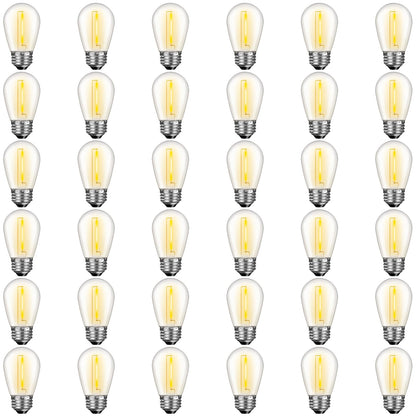 GvvooHome 36 Pack S14 LED Bulbs for Outdoor String Lights, Shatterproof Replacement Edison Bulbs for Patio String Lights Outdoor Waterproof, Warm White 2200K, Dimmable, E26 Standard Base