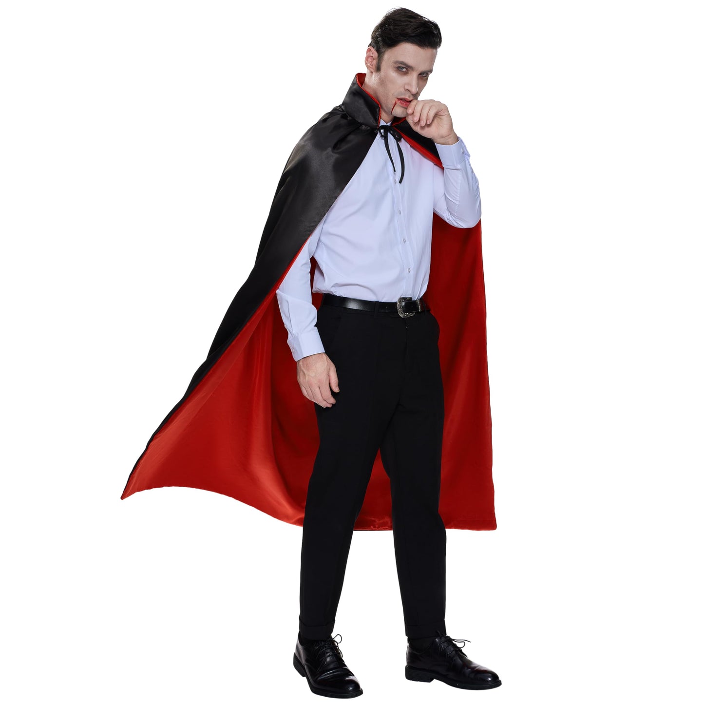 JOYIN Adult Child Unisex Vampire Costume Accessories Halloween Vampire Cape for Transylvania Dracula Theme Party with Reversible Cape Cloak and Tattoo Scar