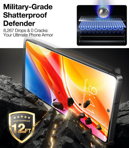 TORRAS Top-Notch Aerospace Glass for Samsung Galaxy S24 Ultra Screen Protector [12Ft Military-Grade Shatterproof] Anti-Scratch Tempered Glass Full Coverage Fit Screen Protector S24 Ultra 6.8" 2-Pack