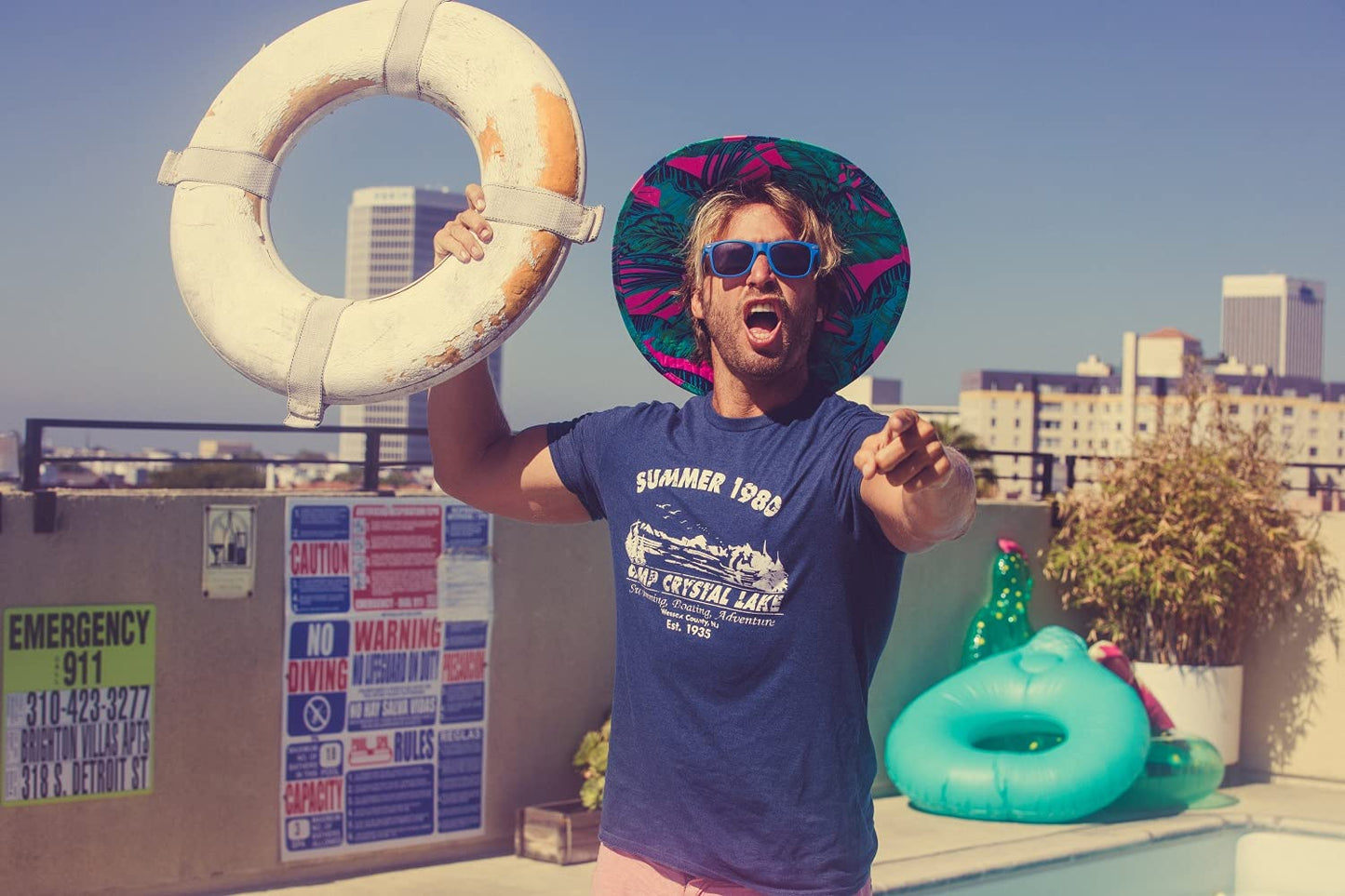 Crazy Dog Men's T Shirt Camp Crystal Lake 1980 Spooky Halloween Horror Movie Slasher Jason Shirt Flick Film Buff 80's Movie Graphic Novelty Tee (Heather Black) - L