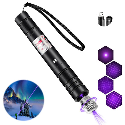 Laser Pointer High Power, Purple Laser Pointer Indicator Light, Long Range Lazer Pointer for Hiking, USB Charge-Purple