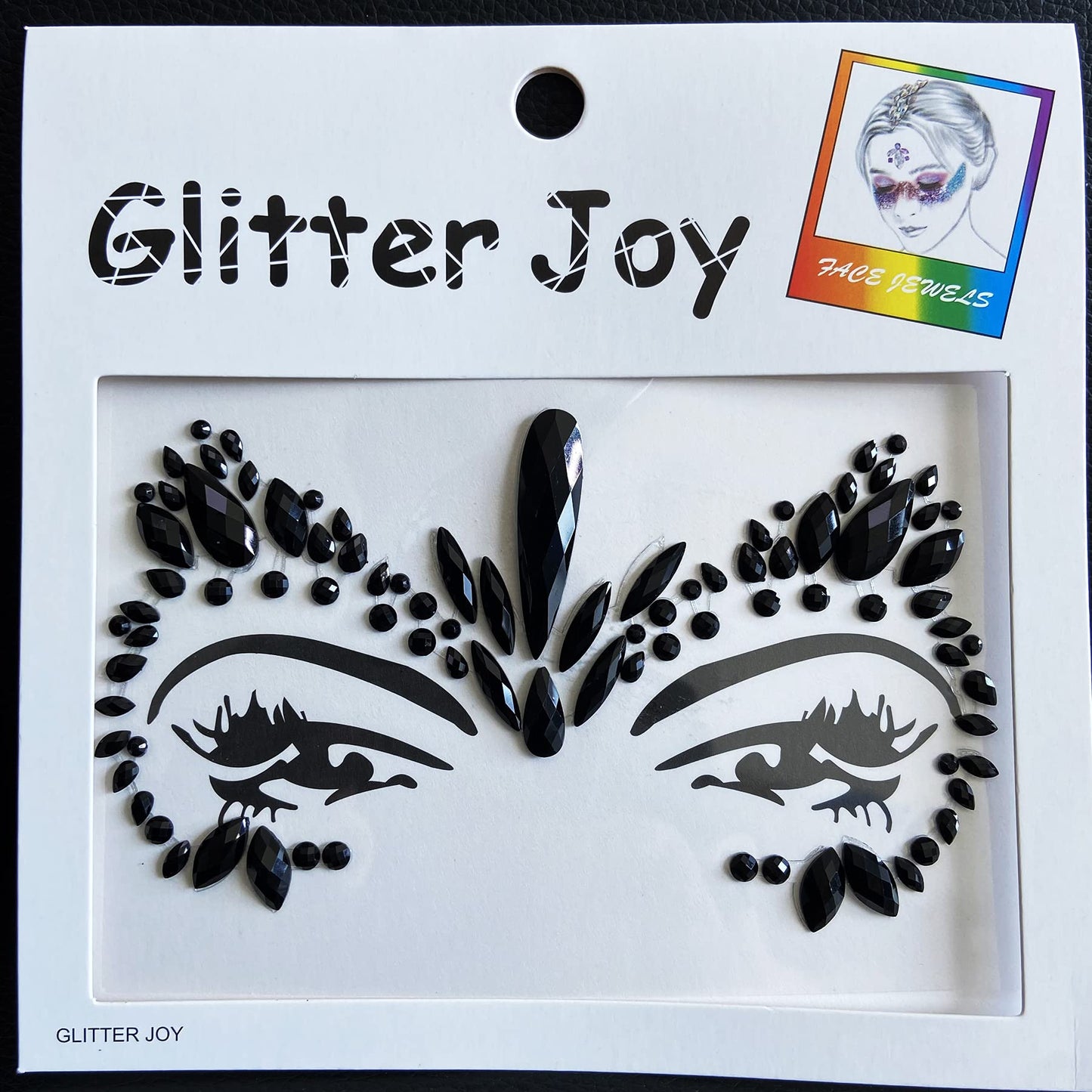 Face Gems Jewels, Festival Face Jewels Tattoo Stickers,Face Gems Stick on, Body Gem Stones Temporary Face Tattoos for Festival,4-Pack, Black