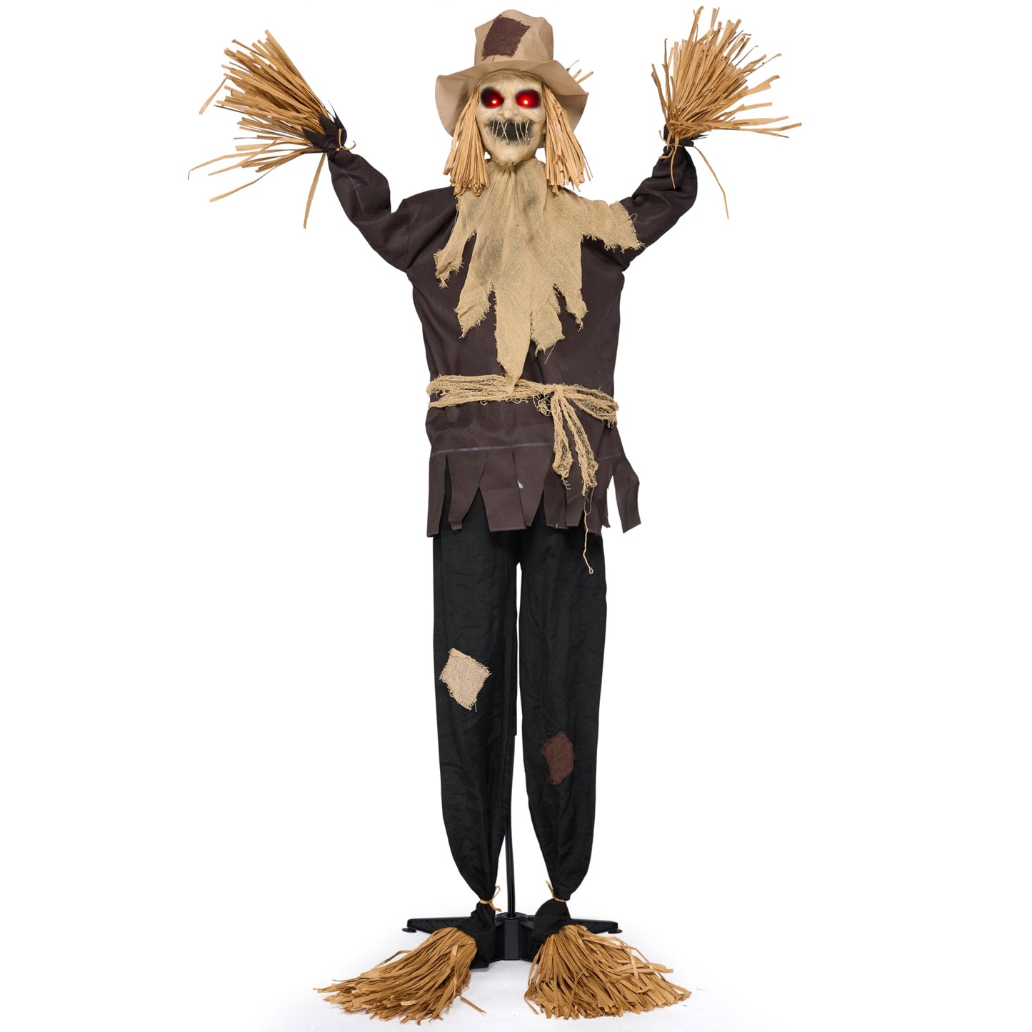 JOYIN 72" Halloween Animatronics Scarecrow Decoration Outdoor, Standing Ghost Prop with Motion Light Sound, Scary Animated Decor for Yard Farm Garden Indoor Haunted House