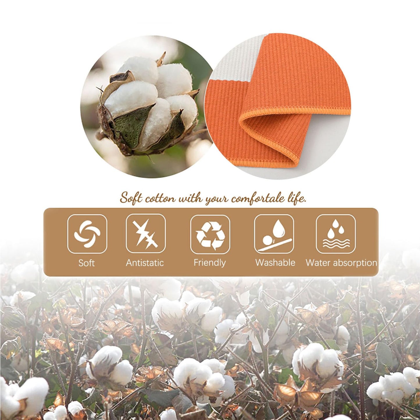 KOZYFLY Striped Rug 27.5x43 Inches Orange and White Halloween Fall Front Door Rug Hand Woven Area Rugs Washable Outdoor Doormats Indoor Entrance Mat for Front Porch Kitchen Entryway Patio Holiday