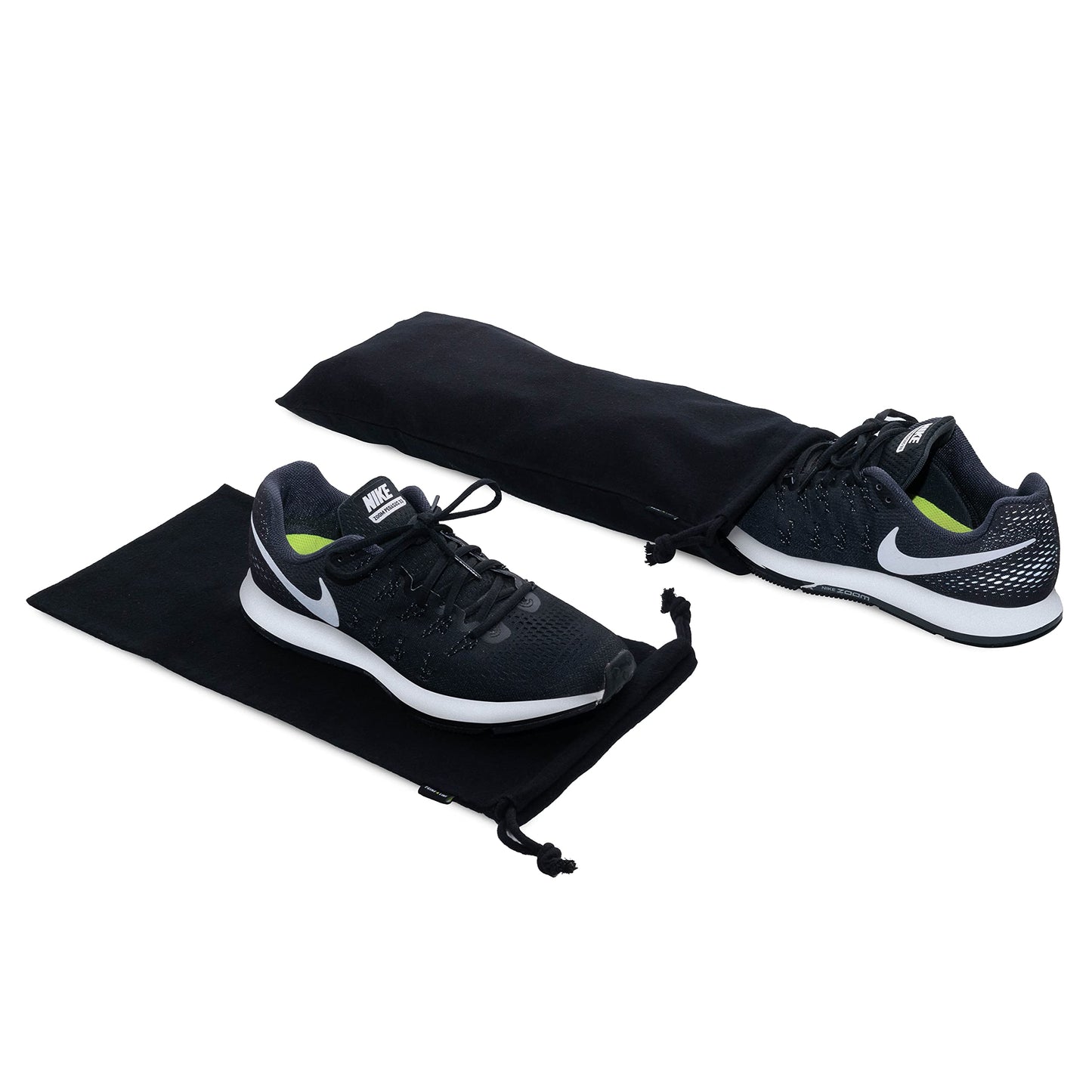 ZENPAC Shoe Dust Bags, Black Duster Flannel Pouch with Drawstring Closure, Washable Breathable Cotton Fabric for Boots, Travel, Luggage, 8x17, 4 Pack