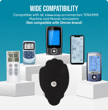 TENS Unit Electrode Pads Snap On Tens Unit Pads 22Pcs Multiple Sizes Electrodes Tens Unit Replacement Pads Snap Reusable 3.5Mm Snap Tens Pads Sm Electrodes Tens Unit Muscle Stimulator Black