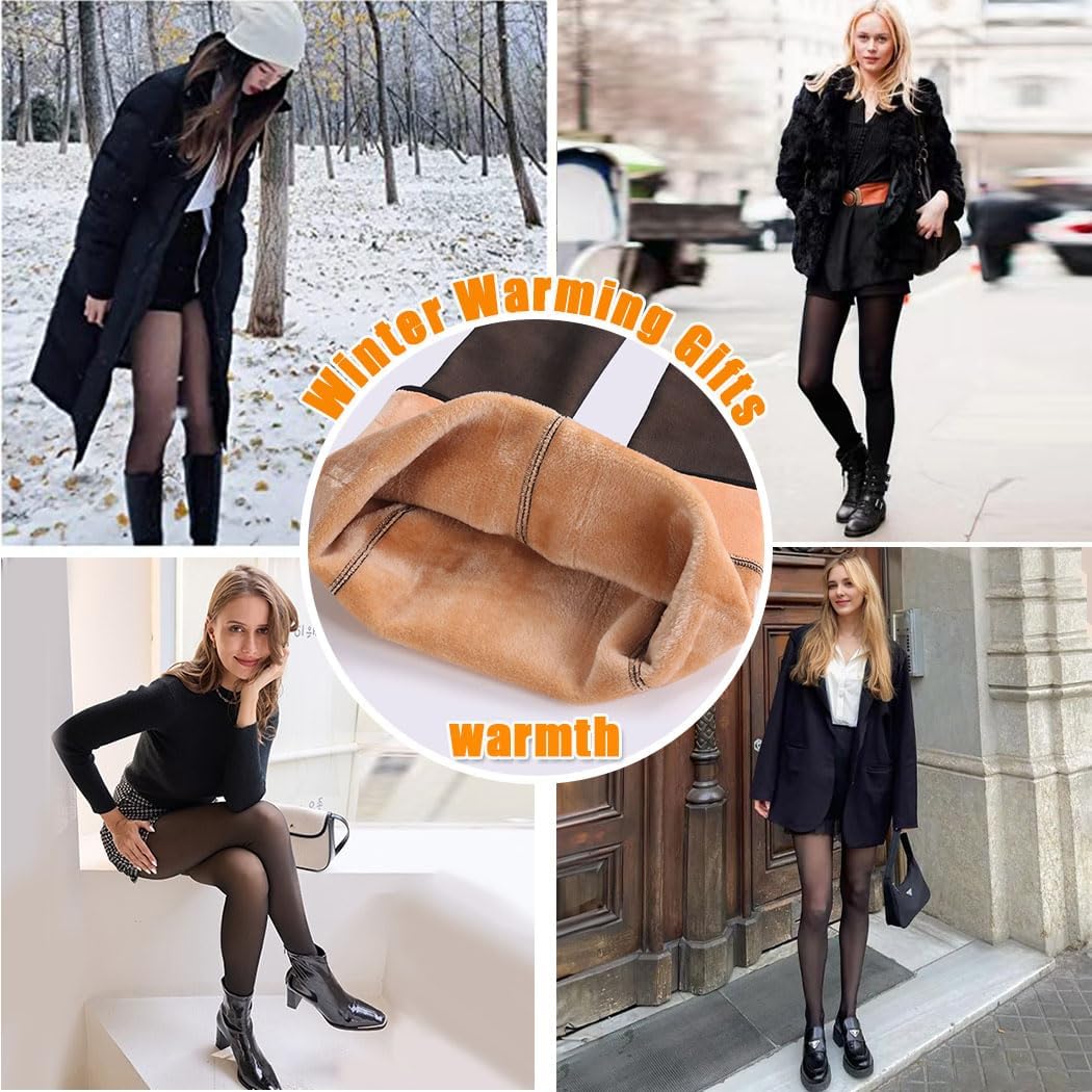 Fleece Lined Tights,Thermal Leggings Women Winter,Sheer Fleece Lined Stockings,Warm Fleece Leggings Thick