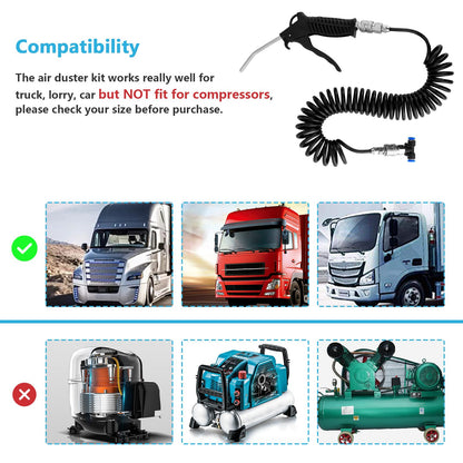 Fippy Truck Air Duster Gun with 5 Metre Recoil Air Hose, Air Seat Blow Dust Gun Heavy Duty Air Gun Cleaning Kit for Truck Semi Trailers