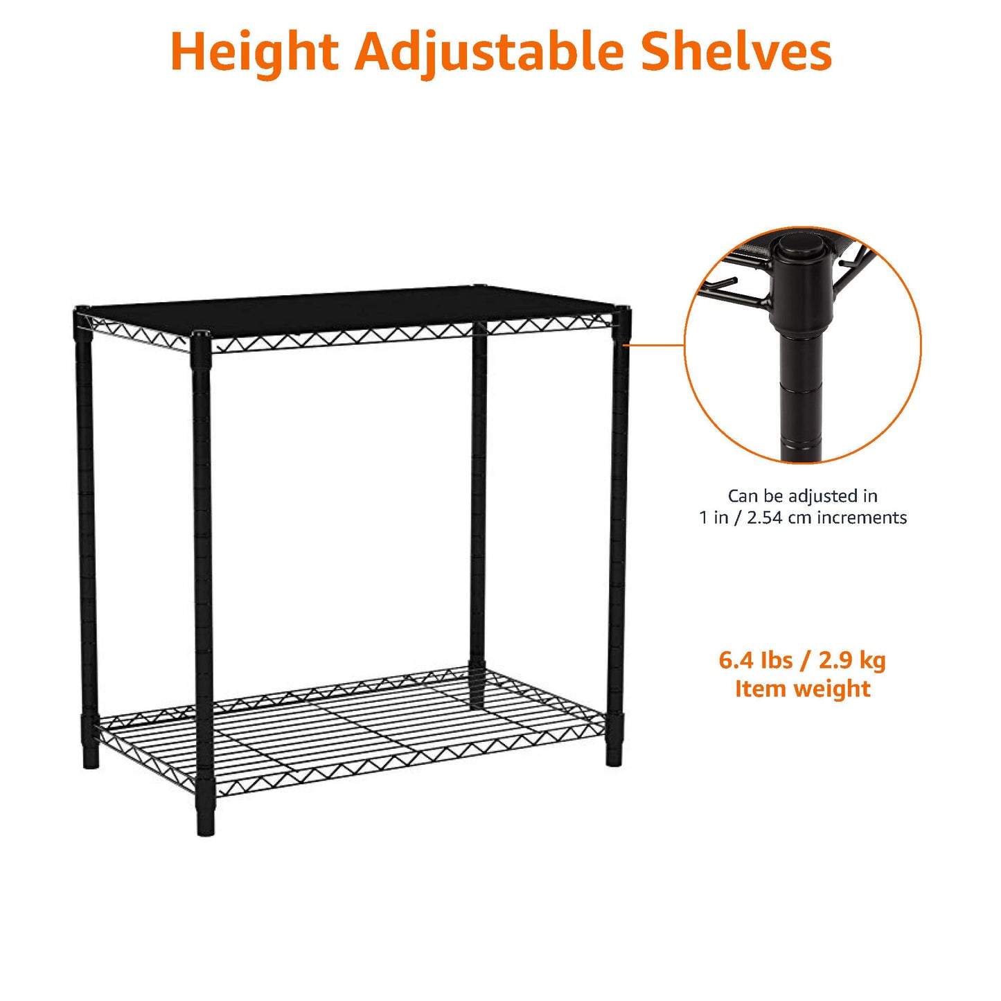 Amazon Basics 3-Shelf Adjustable Heavy Duty Steel Wire Rack Storage Shelving Organizer for Kitchen, Garage, 23.2" L x 13.4" W x 30" H, Black