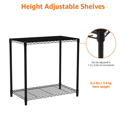 Amazon Basics 3-Shelf Adjustable Heavy Duty Steel Wire Rack Storage Shelving Organizer for Kitchen, Garage, 23.2" L x 13.4" W x 30" H, Black