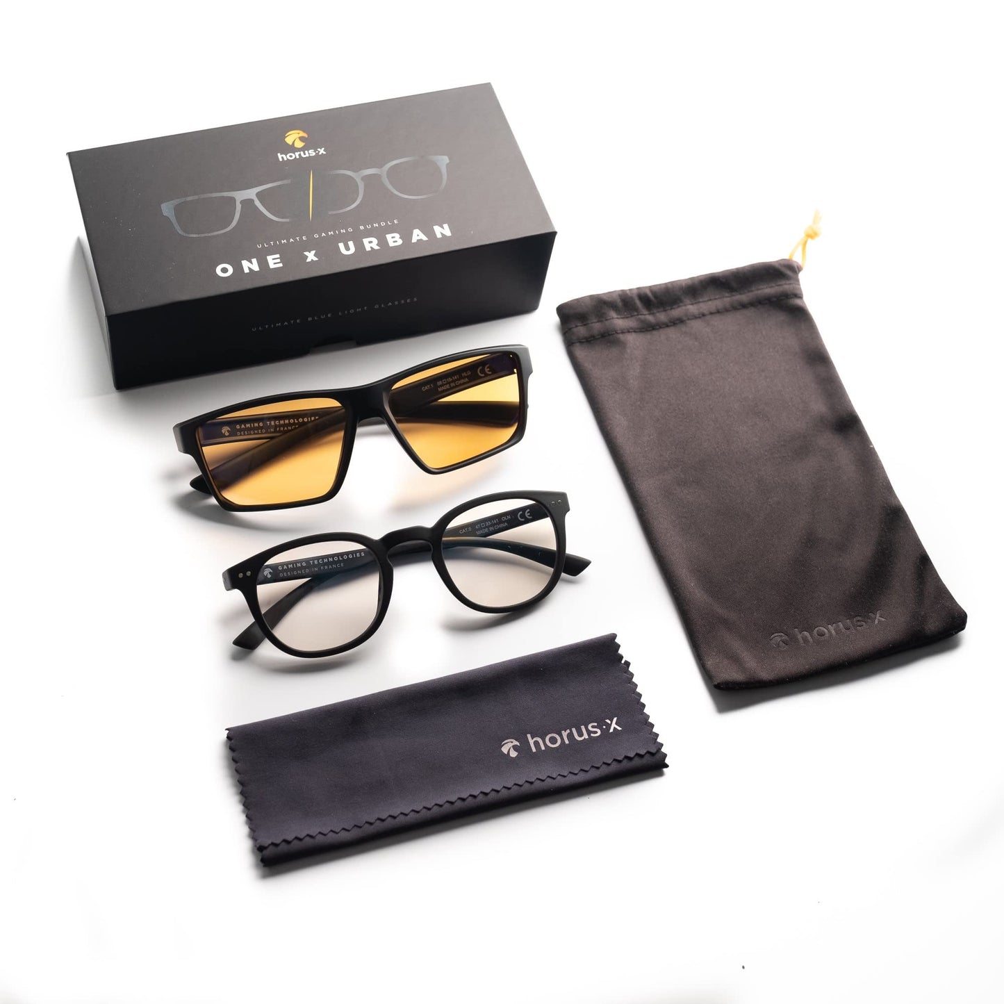 Horus X ® • Blue Light Glasses Men Women | Pack Screen Protection Computer Gaming Glasses| Bundle Clear and Amber Lenses