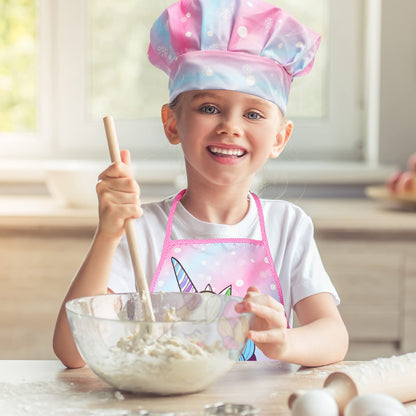 Vanmor Unicorn Kids Cooking and Baking Sets, 11Pcs Kids Aprons for Girls, Kids Chef Hat and Pink Apron, Mitt & Utensil for Toddler Dress Up Chef Costume Birthday Gifts for 3 4 5 6 7 8 Years Old Girls