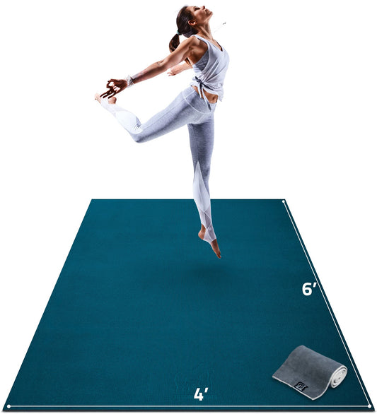 Gorilla Mats Premium Large Yoga Mat – 6' x 4' x 8mm Extra Thick & Ultra Comfortable, Non-Slip Barefoot Exercise Mat – Works Great on Any Floor for Stretching, Cardio or Home Workouts