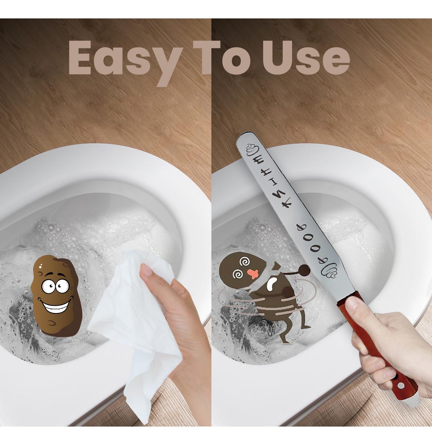 Jsuslife Poop Knife, 12IN Durable Metal Poo Knife for Toilet Block, Extra Long Wood Handle Poop Stick Prank Funny Gag Christmas Gift for Adults and Kids