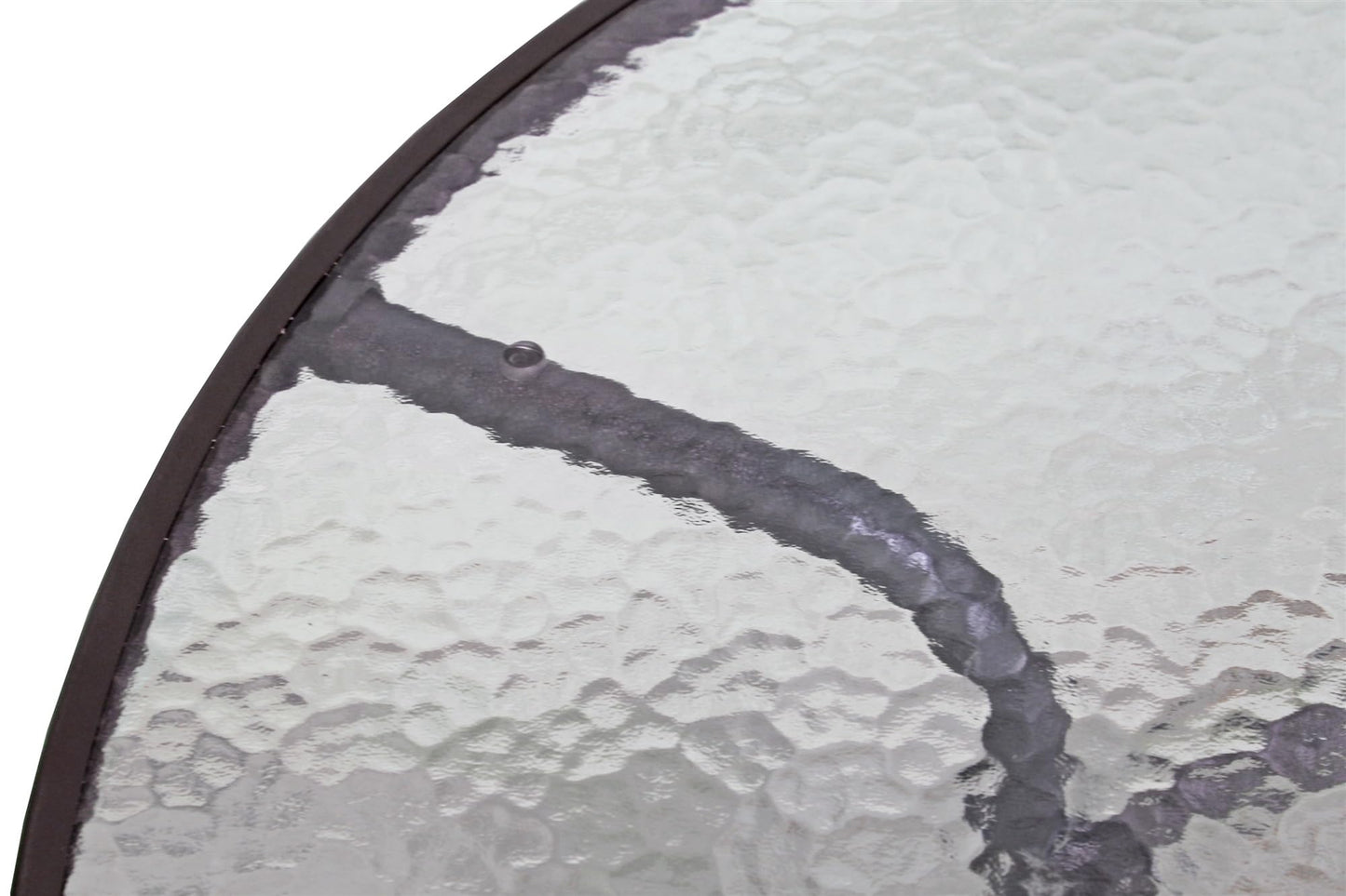 Garden Elements Outdoor Patio Furniture, Round Dining Table, Steel Base and Rim with Water-Wave Glass Top, Brown, 40"