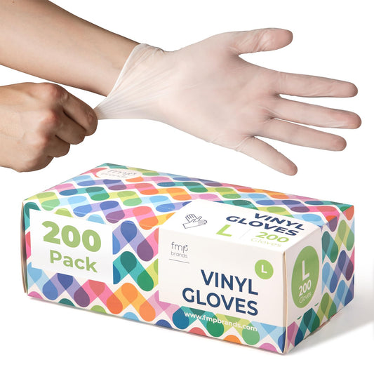 Fit Meal Prep 200 Pack Disposable Food Prep Vinyl Gloves Medium Food Safe Glove Household Cleaning Gloves for Cooking, Kitchen