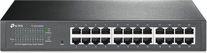 TP-Link 24 Port Gigabit Switch Easy Smart Managed Plug & Play Desktop/Rackmount Sturdy Metal w/ Shielded Ports Support QoS, Vlan, IGMP & LAG (TL-SG1024DE),Black