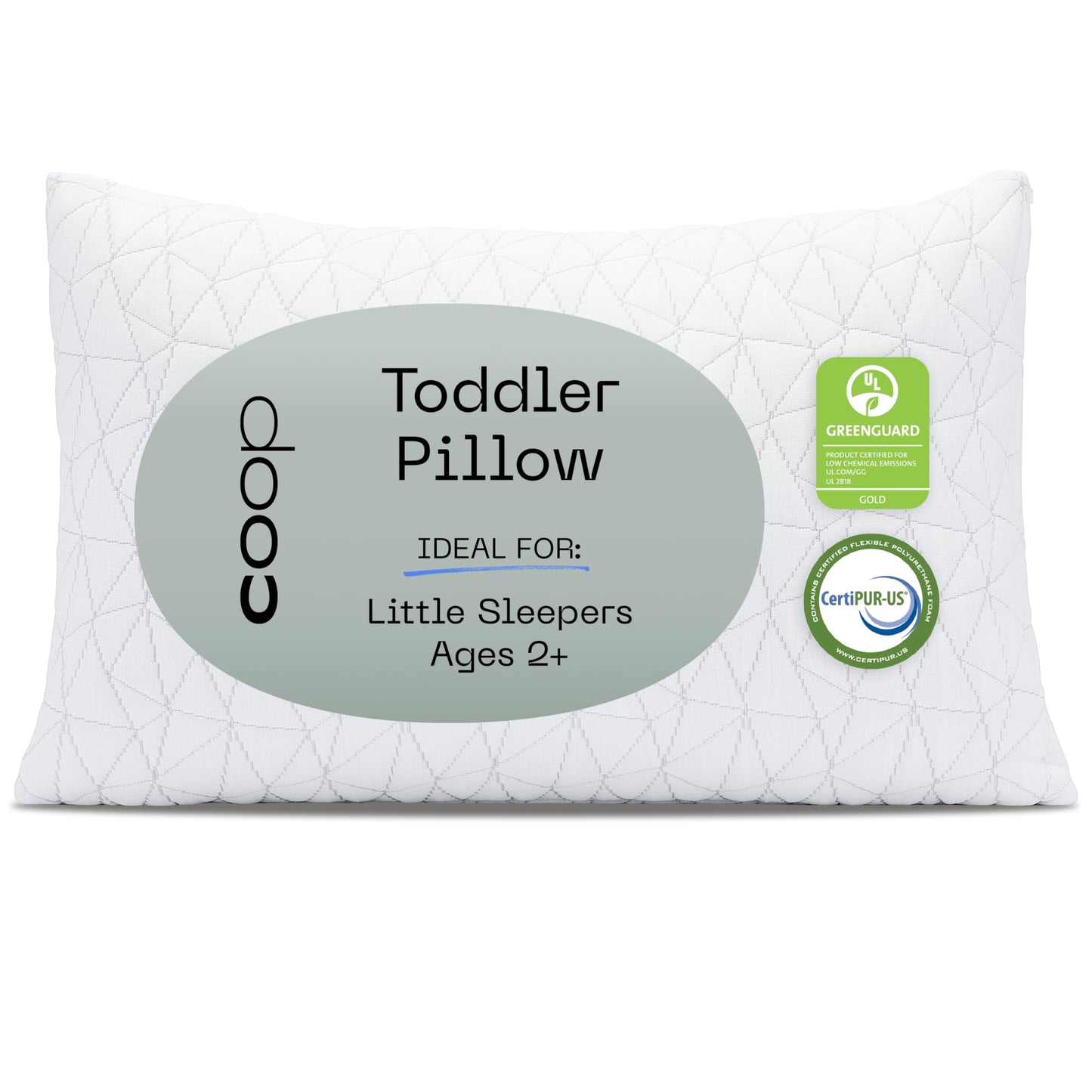 Coop Home Goods Original Toddler Adjustable Pillow, Soft, Breathable, Washable Mini Bed Pillow for Kids with Premium Memory Foam and Zippered Cover, CertiPUR-US/GREENGUARD Gold
