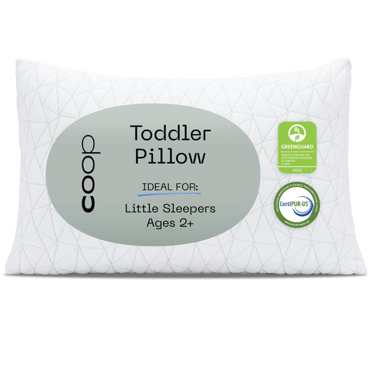 Coop Home Goods Original Toddler Adjustable Pillow, Soft, Breathable, Washable Mini Bed Pillow for Kids with Premium Memory Foam and Zippered Cover, CertiPUR-US/GREENGUARD Gold