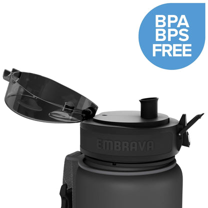 Embrava 24oz BPA-Free Plastic Sports Water Bottle with Time Markers