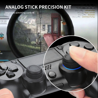 Controller Silicone Case Grip Set for PS4 - Rubber Protector Handle with 2X Joystick Thumb Caps and 2X Analog Precision Rings - Compatible with PS4/Slim/Pro - Blue Stripe