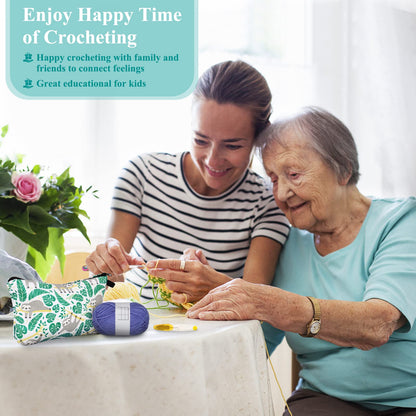 Coopay 24 Sizes Crochet Hooks with Crochet Yarn Accessories, 2mm(B)-8mm(L) Warm Crochet Hooks Steel Crochet Hook Set for Crochet Lovers, Smooth Crochet Kit with Complete Knitting & Crochet Supplies