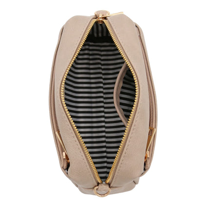 FashionPuzzle Triple Zip Small Crossbody Bag