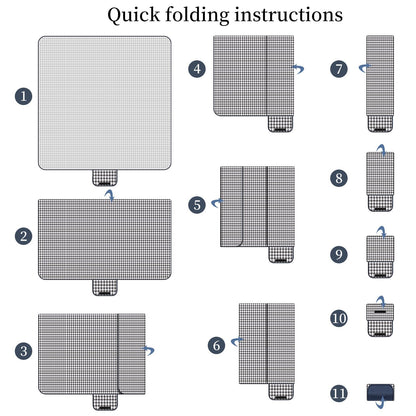 GUSUWU Picnic Blanket Waterproof Beach Rug 80''x80'' Picnic Mat Washable Lightweight with Handle Navy Blue Checkered for Hiking Travelling Outdoor Camping,Parks