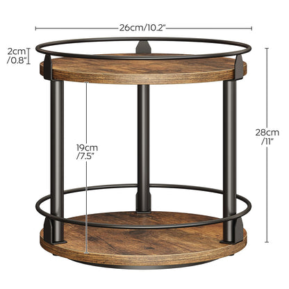 3-Tier Lazy Susan Organizer, Rotating Spice Rack, Spinning Organizer, Industrial Turntable Spice Rack Organizer for Cabinet, Kitchen Countertop, Pantry, Rustic Brown and Black SR23BR