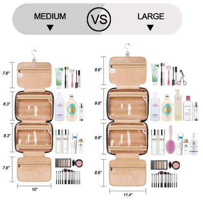 COOSKY Travel Hanging Toiletry Bag for Women, with Jewelry Organizer Compartment, Medium Waterproof Hanging Makeup Accessories, Cosmetic Essentials, Toiletries Dopp Kit Set with Trolley Belt, Black