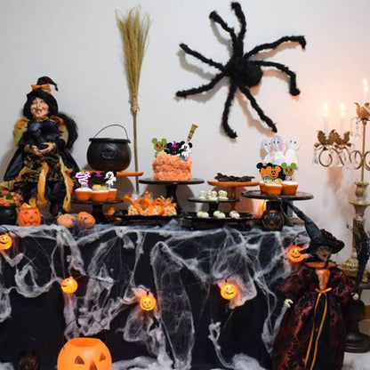 36 PCS Mini Mouse Inspired Halloween Cupcake Toppers Glitter Witch Hat Bat Zombie Mummy Ghost Spooky Cupcake Picks for Halloween Mini Theme Baby Shower Birthday Party Cake Decorations Supplies