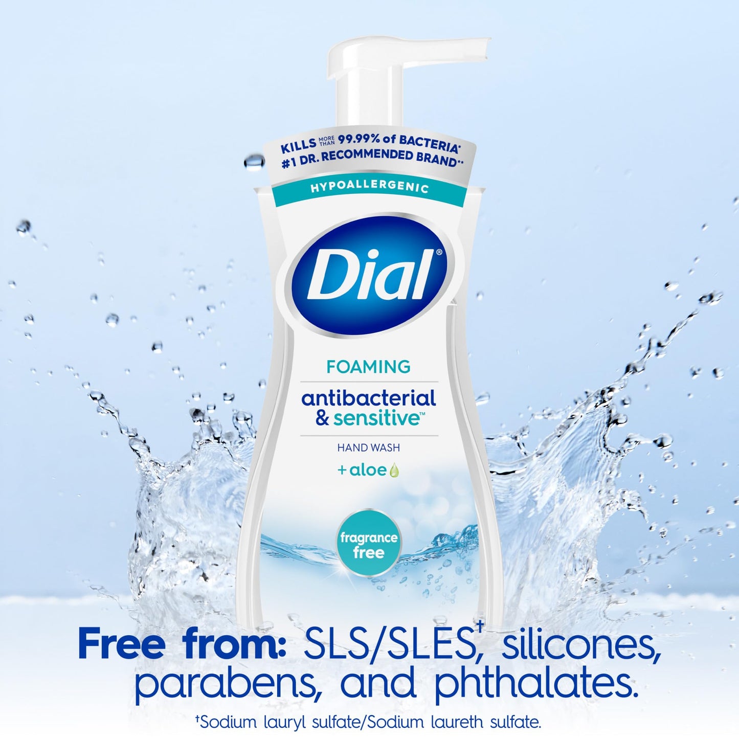 Dial Antibacterial Foaming Hand Soap, Fragrance Free, 7.5 fl oz (Pack of 6)