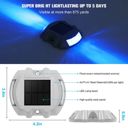 Extra Bright Solar Deck Lights Waterproof with 6 LED, Wireless Driveway Safety Light for Pathway Garden Walkway(Blue, 2 Pack)