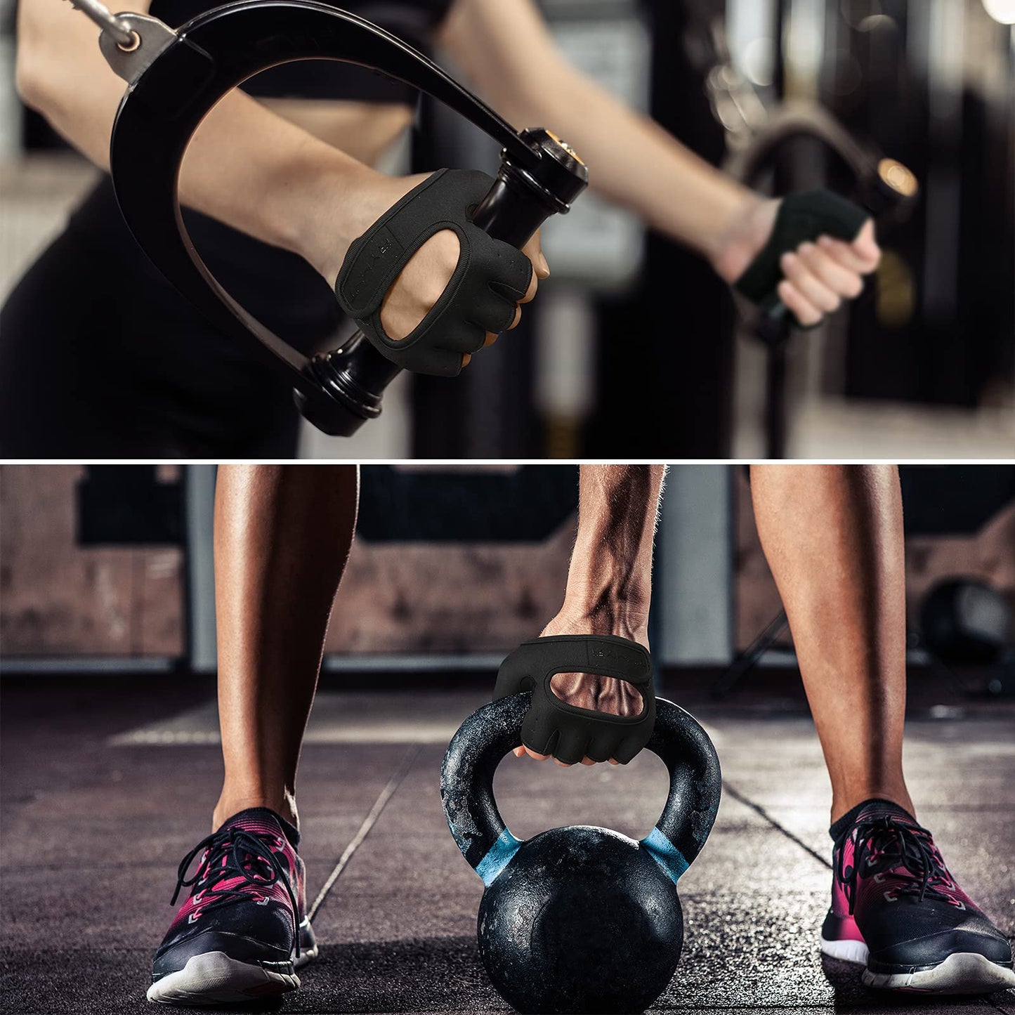 Minimal Weight Lifting Gloves,Short Micro Workout Gloves Grip Pads with Full Palm Protection & Extra Grip for Men Women Weightlifting,Gym,Exercise Training