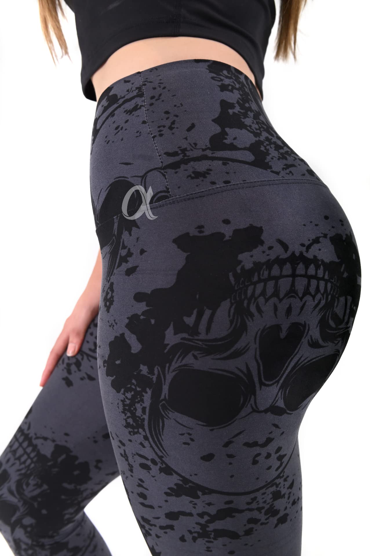 COMFY FOREVER Black Skulls Regular Plus Size Leggings Full Length Brushed Printed Leggings for Women