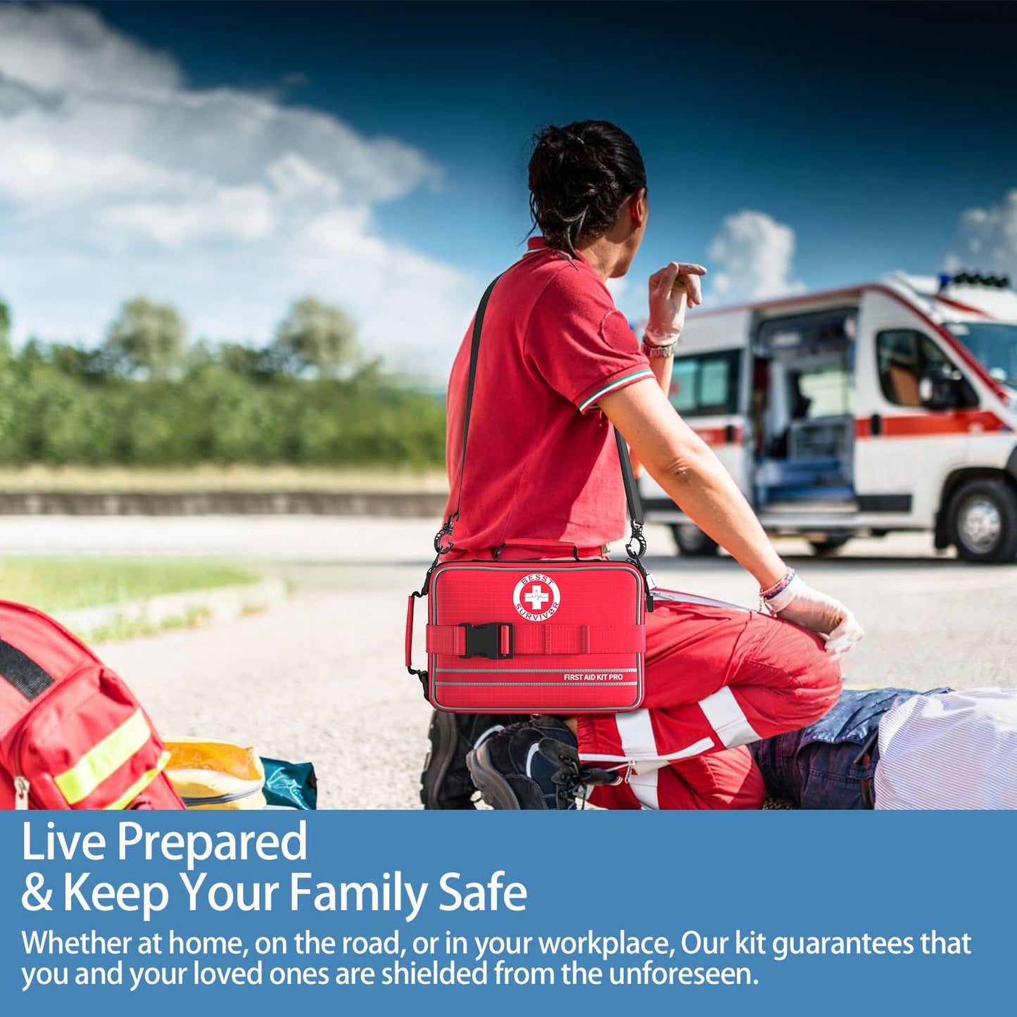 Comprehensive First Aid Kit, Premium Emergency Trauma Kits with Shoulder Strap for Car Camping Gear, Labelled Compartments Survival Kit, Home Essentials, Outdoor Emergency Medical Supplies -324 Piece