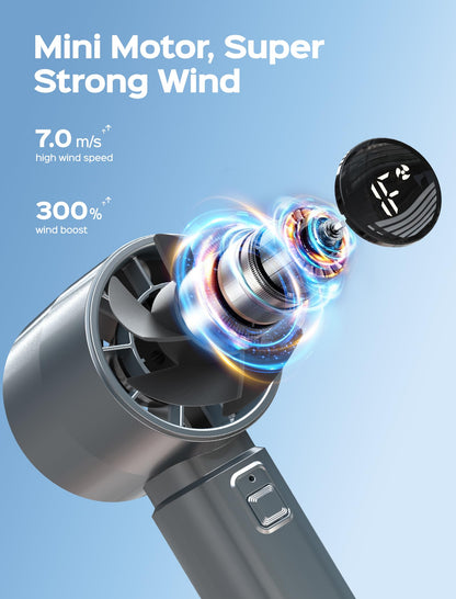 ERABAY Portable Handheld Fan, High Speed Cooling, 5 Speeds Adjustable, 4000mAh USB Rechargeable Mini Personal Hand Fan With Digital Display,Gifts for Women Men Travel/Camping/Outdoor-Dark Blue