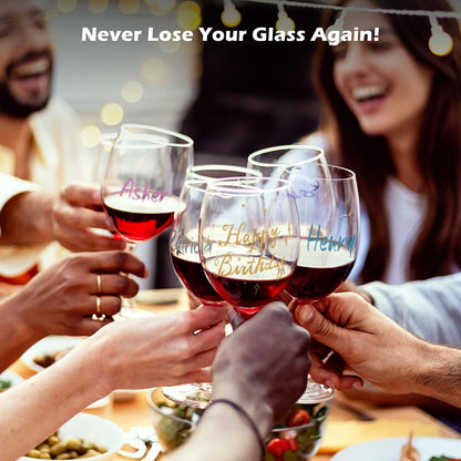 GAINWELL Metallic Wine Glass Markers 8Pcs, Food-Safe, Non-Toxic, Dishwasher-Safe, Wine Glass Marker Pens for Ceramic Plates, Parties & Weddings