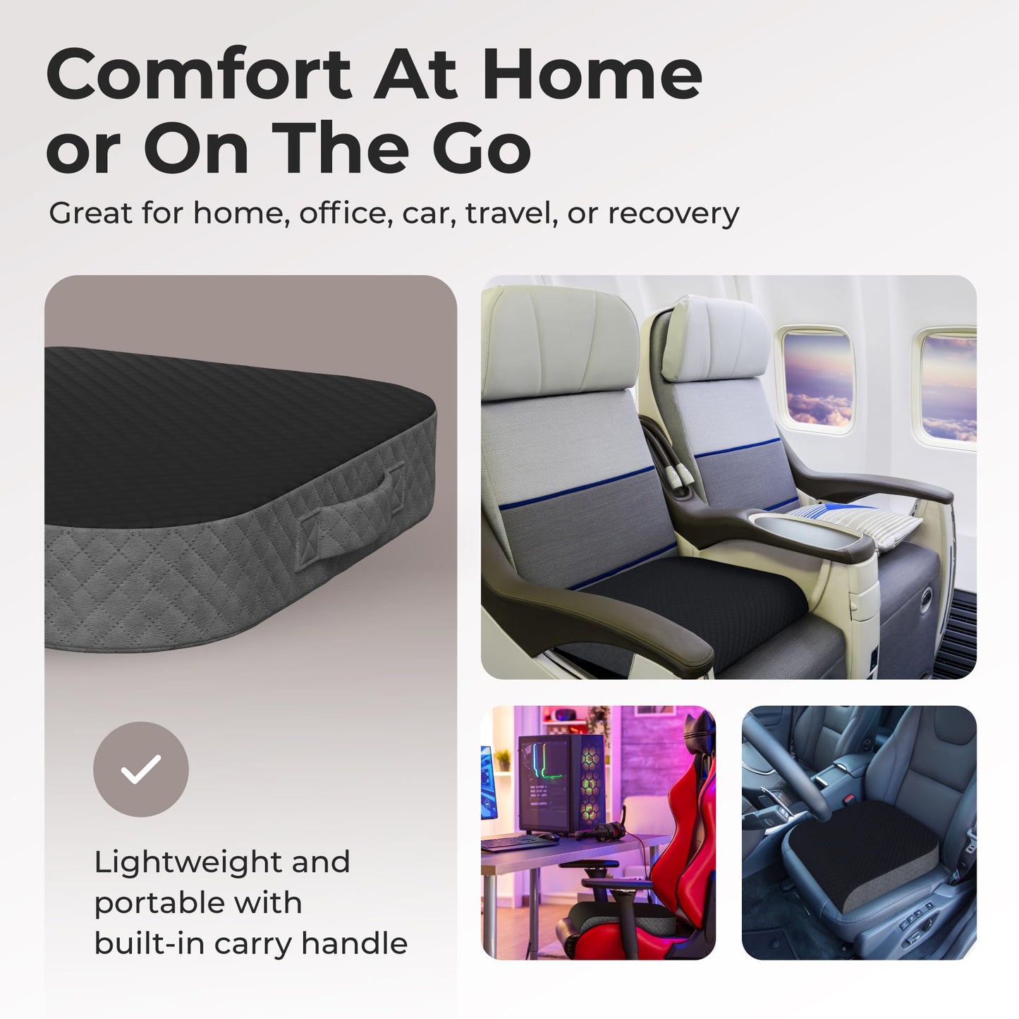 Kölbs Extra Large Seat Cushion, Stylish Plush Velvet Cover, X-Large Memory Foam for Office Chair, Floor Pillow, Cushion Back Pain Coccyx Pain Relief, Carry Handle (Extra Large)