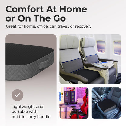 Kölbs Extra Large Seat Cushion, Stylish Plush Velvet Cover, X-Large Memory Foam for Office Chair, Floor Pillow, Cushion Back Pain Coccyx Pain Relief, Carry Handle (Extra Large)