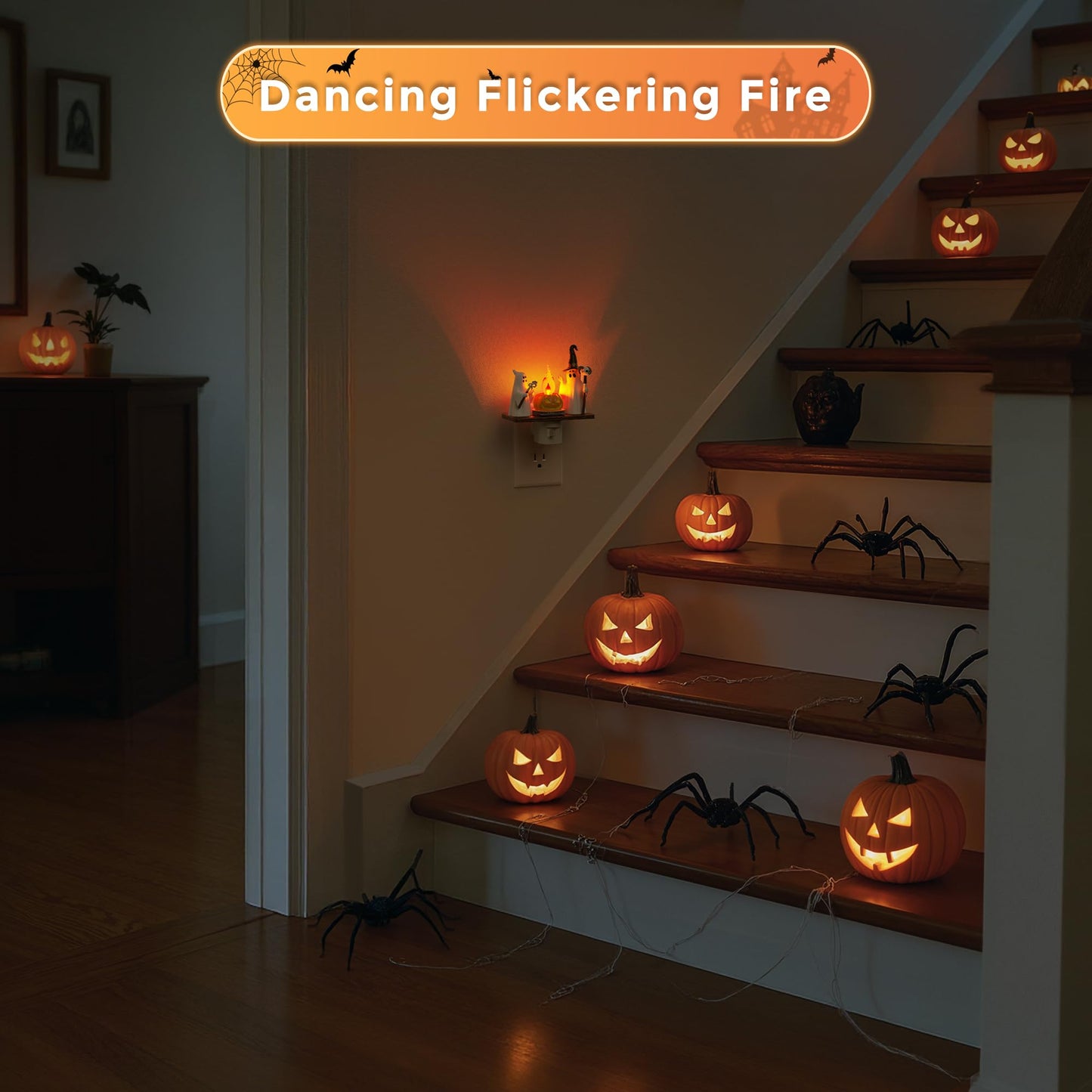 L LOHAS LED Halloween Night Light,Ghost Campfire Nightlight,Campfire Flickering Night Lights Plug into Wall,Halloween Decorations for Party,Adults,Kids,Gift