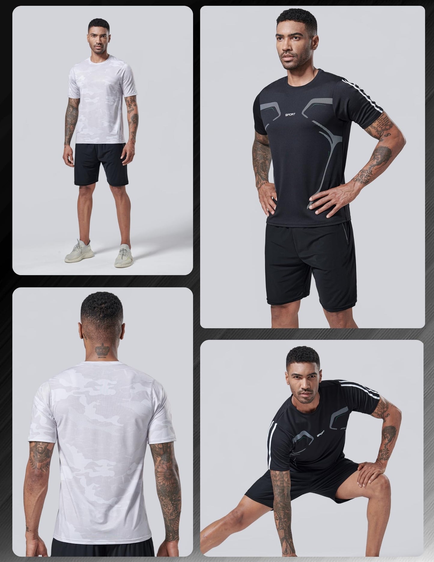 5 Pack Men’s Active Quick Dry Crew Neck T Shirts | Athletic Running Gym Workout Short Sleeve Tee Tops Bulk (Set 11, X-Large)