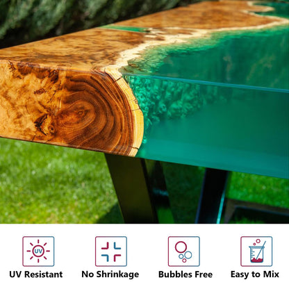 Epoxy Resin 2 Gallon Kit, Crystal Clear Epoxy Resin High Gloss, Easy Mix 1:1 Bubbles Free Art Resin for Coating and Casting, Countertop, Table Top, River Tables, Jewelry, Craft DIY, Molds