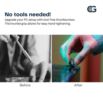 10 x Black Anodized Alumium Computer Case Thumbscrews (6-32 Thread) for Cover / Power Supply / PCI Slots / Hard Drives