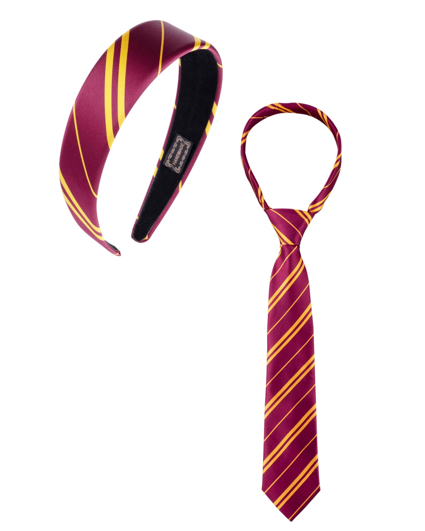 kitihoney Halloween Costume Accessories Women Vivid Burgundy Red and Yellow Stripe Headband Tie Adult Cosplay Party Hair Accessory