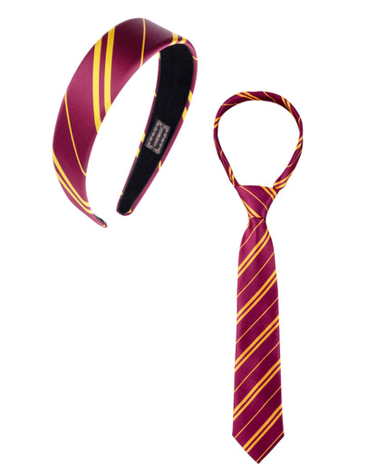 kitihoney Halloween Costume Accessories Women Vivid Burgundy Red and Yellow Stripe Headband Tie Adult Cosplay Party Hair Accessory