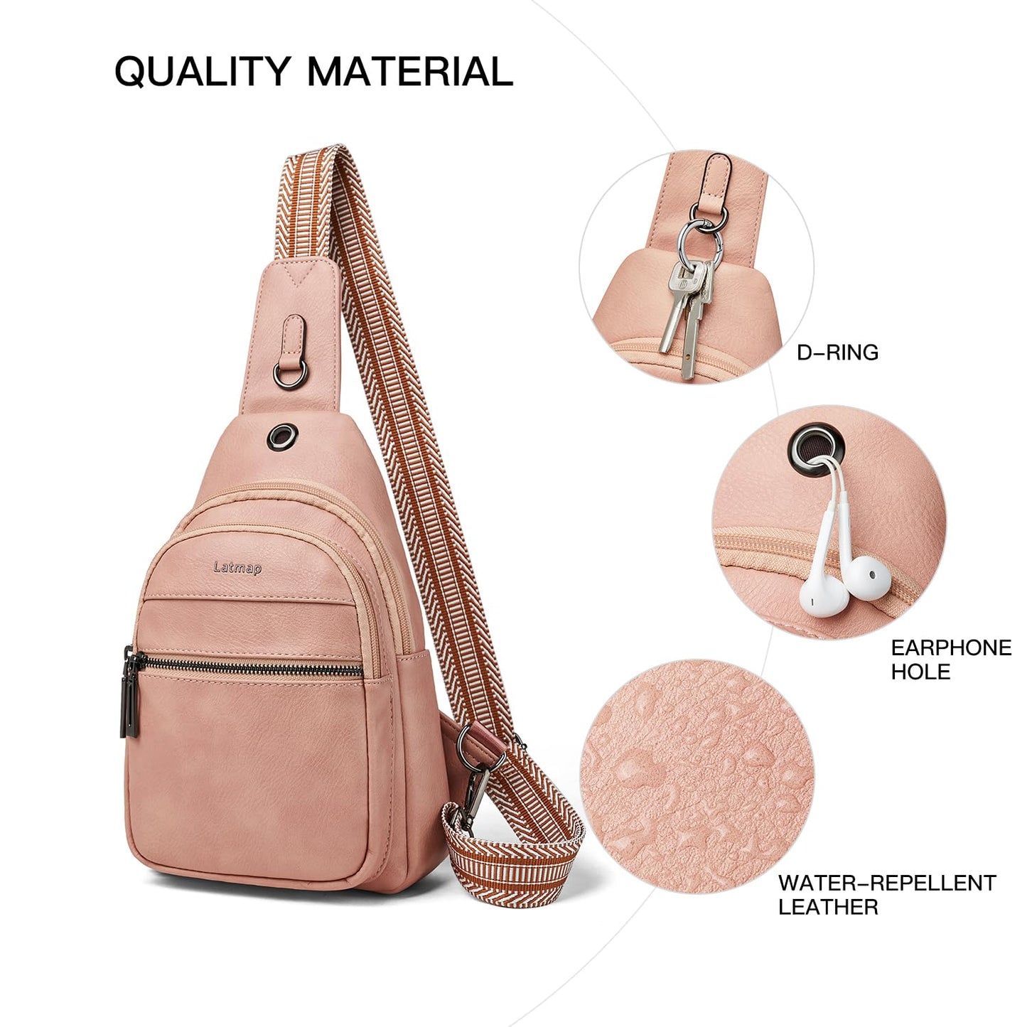 LATMAP Sling Bag For Women Faux Leather Anti Theft Small Casual Daypack Backpack Fanny Pack Crossbody Chest Bags Purse