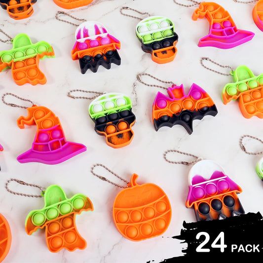 JDSTY 24 Pack Halloween Mini Fidget Sensory Pop Toys for Kids Boys Girls Halloween Party Favors Halloween Treat Bags Gifts
