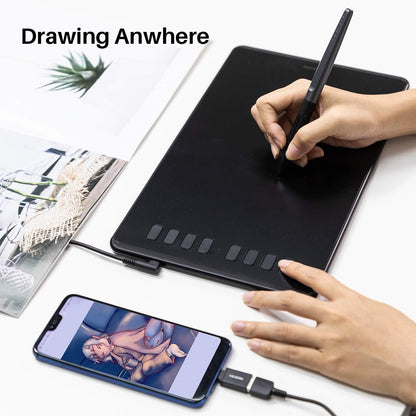HUION Inspiroy H950P Drawing Tablet, 8x5 inch Digital Art Tablet with Battery-Free Stylus, 8192 Pen Pressure, Tilt, 8 Hot Keys, Graphic Tablet for Design, Writing, OSU, Work with Mac, PC, Mobile